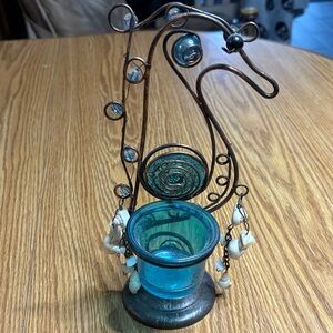 Decorative Metal and Glass Candle Holder